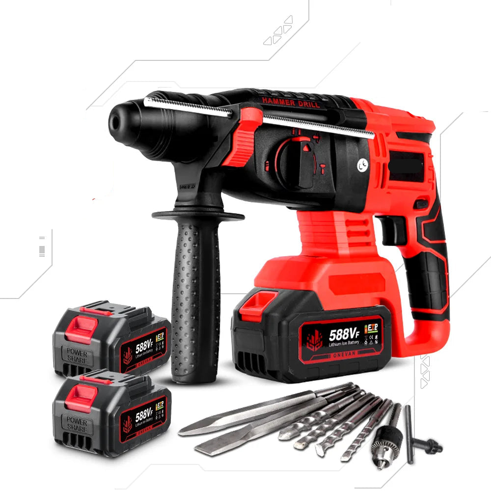 Accuboormachine - Boormachine - Elektrische - 2000W - 10600IPM - Borstelloze - Krachtige Schroefboormachine - met 2 Batterijen 588VF Inclusief EU Stekker