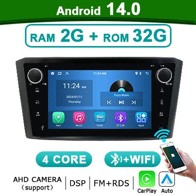 Autoradio Toyota Avensis – Multimedia Speler – 2-DIN Radio – CarPlay Android Auto – GPS Navigatie – Android 14 OS – 7 Inch Touchscreen – 4G LTE Connectivity