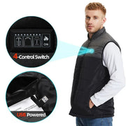 Heating Jacket - Heated Bodywarmer - Heated Clothing - 15 Areas Heated Vest - Motorcycle Usb Electric Heating Vest - Winter Rechargeable Heated Jacket - Size XXL - Gray