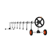 Oprolsysteem - Voor Zwembadafdekking - met zandzakken - 20ft - Met 8 Banden - Zwart en Zilver - QUORE