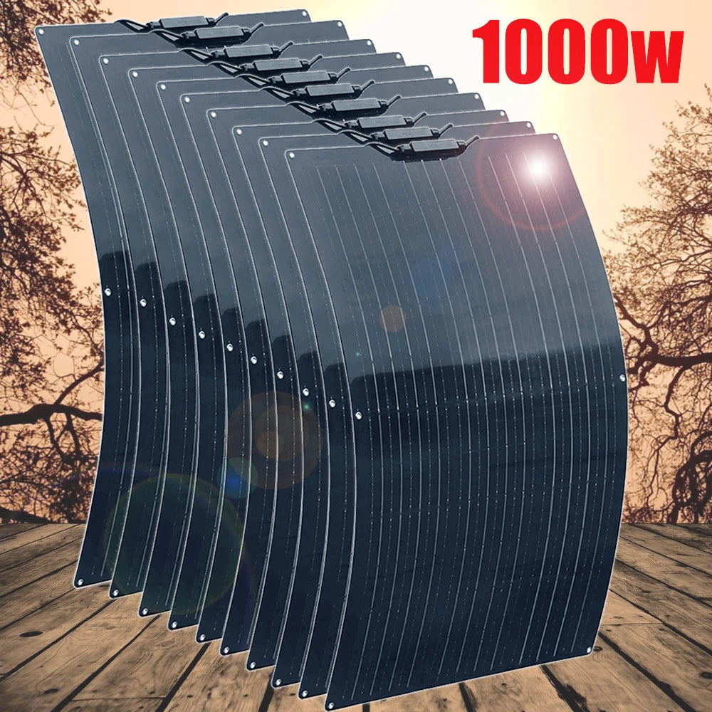 Zonnepaneel - Zonnepanelen - Monokristallijne - Flexibel - Buigzaam - Waterdicht - Lichtgewicht - 12V - 1000W - 10stuk - voor Camper - Boot - Caravan - Balkon - Off Grid Systeem