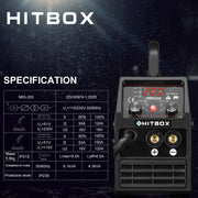 Hitbox - Lasmachine - Elektrische lasmachine - 3 in 1 - Synergy MIG Lasser - Semi-Automatisch - TIG Argon Arc - Gas-Less - MIG Lasser - Oranje
