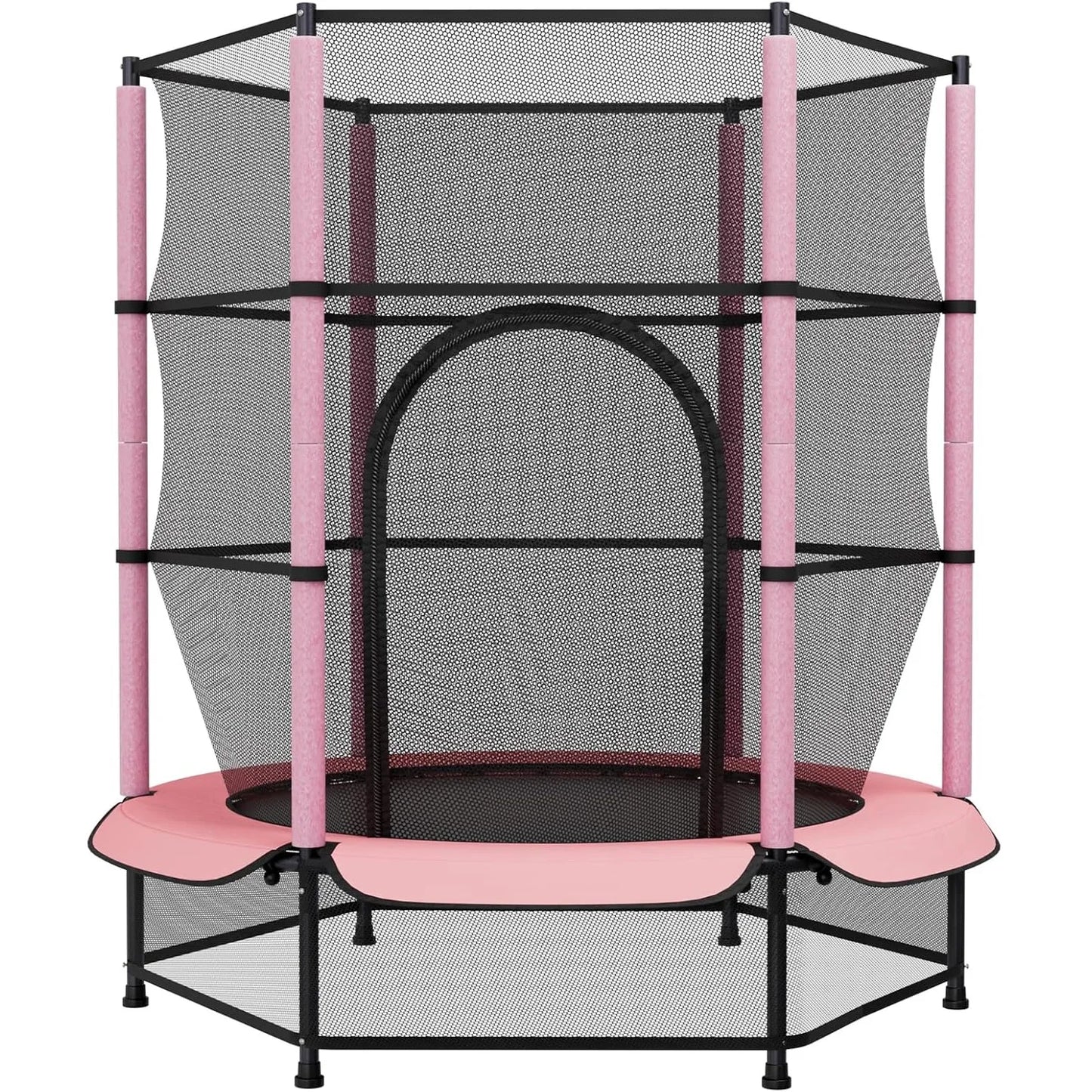 Kindertrampoline – Mini Trampoline – Buitentrampoline – Springmat – Veiligheidsnet – Ø 140 cm – Stevig Metaalframe – Inclusief Veiligheidsnet – Roze