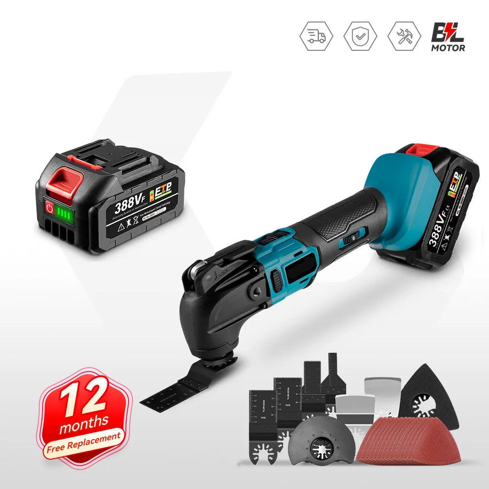 Oscillerende Multitools - Accu - 18V Brushless Motor - Hoek van 4° - 6 Snelheden - 8500-24.000 OPM - 350W - 18V - Voor Snijden, Schuren en Trimmen - 1 Accu's met 1 Lader