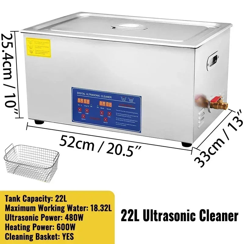 Ultrasoon Reiniger - Roestvrij Staal Professionele -  Ultrasone Reinigingsapparaat - Digitale Verwarmings Timer - Sieraden - Brillen - Tanden - 10L - QUORE