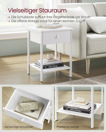 Nachtkommode Nachtkastje - Nachtkastje - Eenvoudige montage - Witte afwerking - 40cm x 40cm x 55cm - Wit