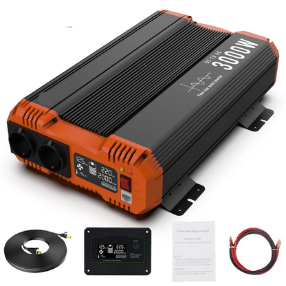 Pure Sine Wave Omvormer - Autolader - Auto stopcontact  - Auto stopcontact - 48V – 3000W Continu Vermogen -  DC naar AC 220V/230V 50Hz – Inverrter - Energiezuinige Stroomomzetter met Afstandsbediening