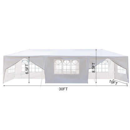 Partytent – Tent – Buitentent – Evenemententent – Waterdichte Tent – 3 X 9 Meter – Stalen Frame - Wit