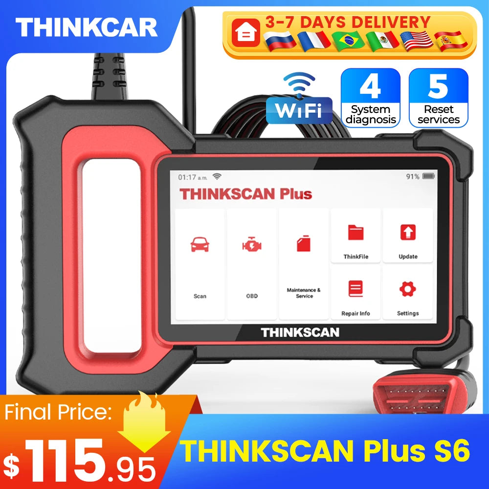 THINKCAR Thinkscan Plus S7/S6/S4 OBD2 Scanner Auto Diagnostic Tools Transmission /ABS/SRS Diagnosis Code Reader Automotive free - QUORE