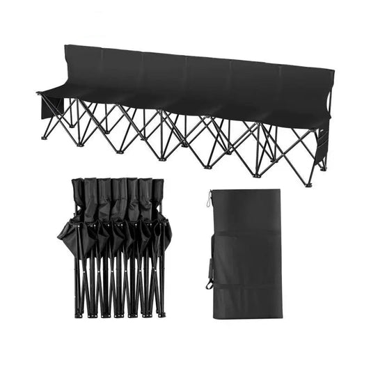 Campingstoel - Vouwstoel - Campingstoel opvouwbaar - Campingstoel opvouwbaar - 8Zits - Sideeline Bank Stoel - met Rugleuning en Tas - QUORE