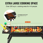 BBQ Grill - Grill Rotisserie Kit - Grillset - BBQ kampvuurgrill - Draagbaar - Kampvuurkookuitrusting - Draagbare houtskoolgrill - platte bovenkant - propaangasgrill - voor buiten koken - 23in - Zwart