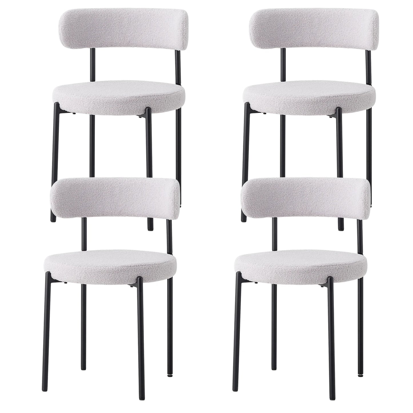 Eetkamerstoelen – Stoelen – Dining Stoelen – Velvet Stoelen – Teddy Bekleding – Ergonomische Rugleuning – Metalen Pooten - QUORE