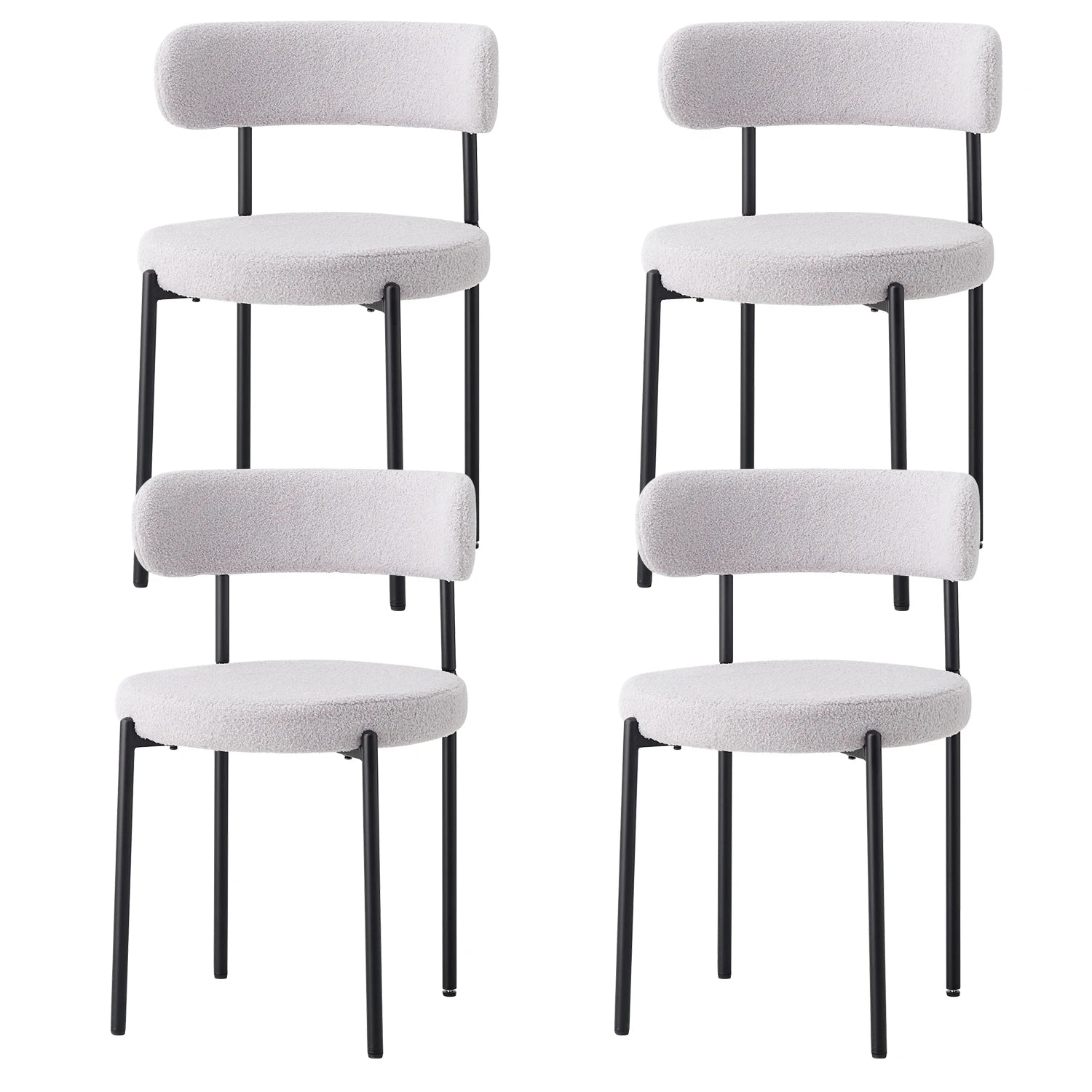 Eetkamerstoelen – Stoelen – Dining Stoelen – Velvet Stoelen – Teddy Bekleding – Ergonomische Rugleuning – Metalen Pooten - QUORE