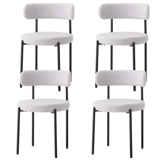 Eetkamerstoelen – Stoelen – Dining Stoelen – Velvet Stoelen – Teddy Bekleding – Ergonomische Rugleuning – Metalen Pooten - QUORE