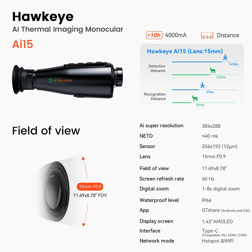 Warmtebeeldkijker – Nachtkijker – Thermische Camera – Infrarood Kijker – Monoculair – 8x Digitale Zoom – 32GB Opslag