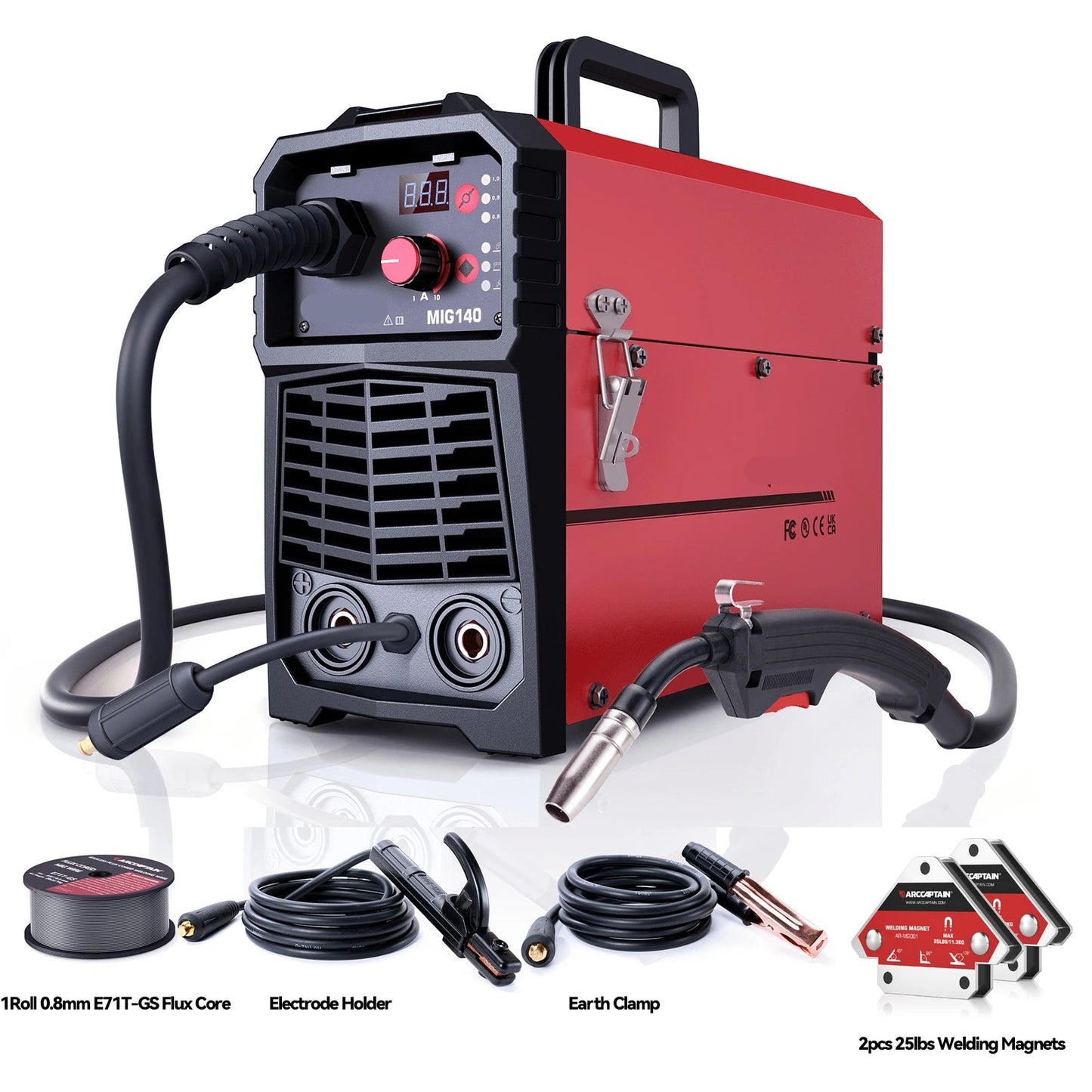 Elektrode Lasmachine - Lasmachine - Lasapparaat - Digitaal Inverterlassen - met Lasmagneten - Draagbare - MIG - MAG - Gas - TIG - MMA - IGBT -Inverter Semi-automatic - 140Amp - 220V