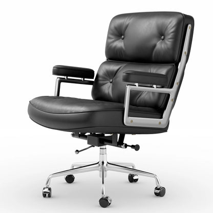 Bureaustoel Ergonomisch - Stoelen - Gaming Stoel - Kantoorstoel - Leren - Verstelbare Hoogte - Executive Stoel -  Kantelbare Rugleuning - Draaibaar - Met Armleuningen - voor Thuis en Kantoor - Zwart/Zilver