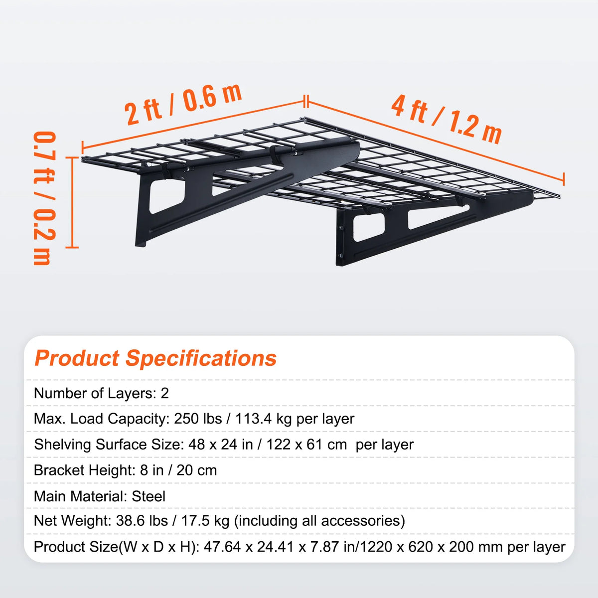 Garage - Opbergrekken voor in de garage - Garagerekken - Stellingkast - Opbergrekken voor zwaar gebruik - Opbergrekken - Opbergrek voor gereedschap - 2 lagen - Verrijdbaar opbergrek voor gereedschap - 72x24in - 500lbs capaciteit
