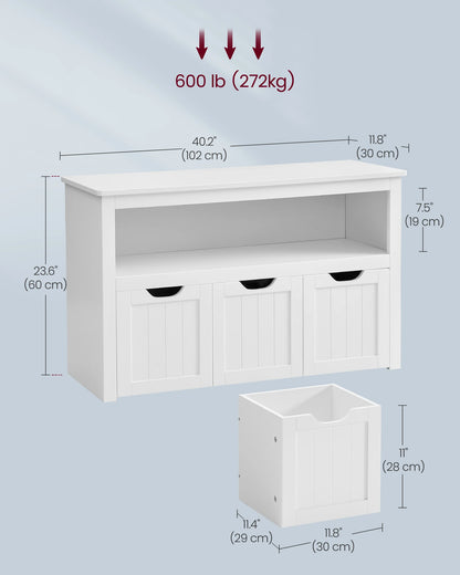 Opbergkast - Kast - Dressoir - Dressoirs - Speelgoedkast - 102 cm x 30 cm x 60cm -Wit - QUORE
