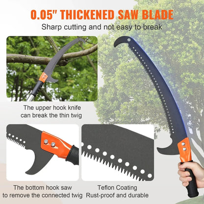 Knoptrimmer - Heggenschaar - Handmatige heggenschaar - 7,3-27 ft uitschuifbare boomsnoeier - Scherp stalen blad - Hoge takken trimmen - Handmatige takkenschaar - Oranje - QUORE