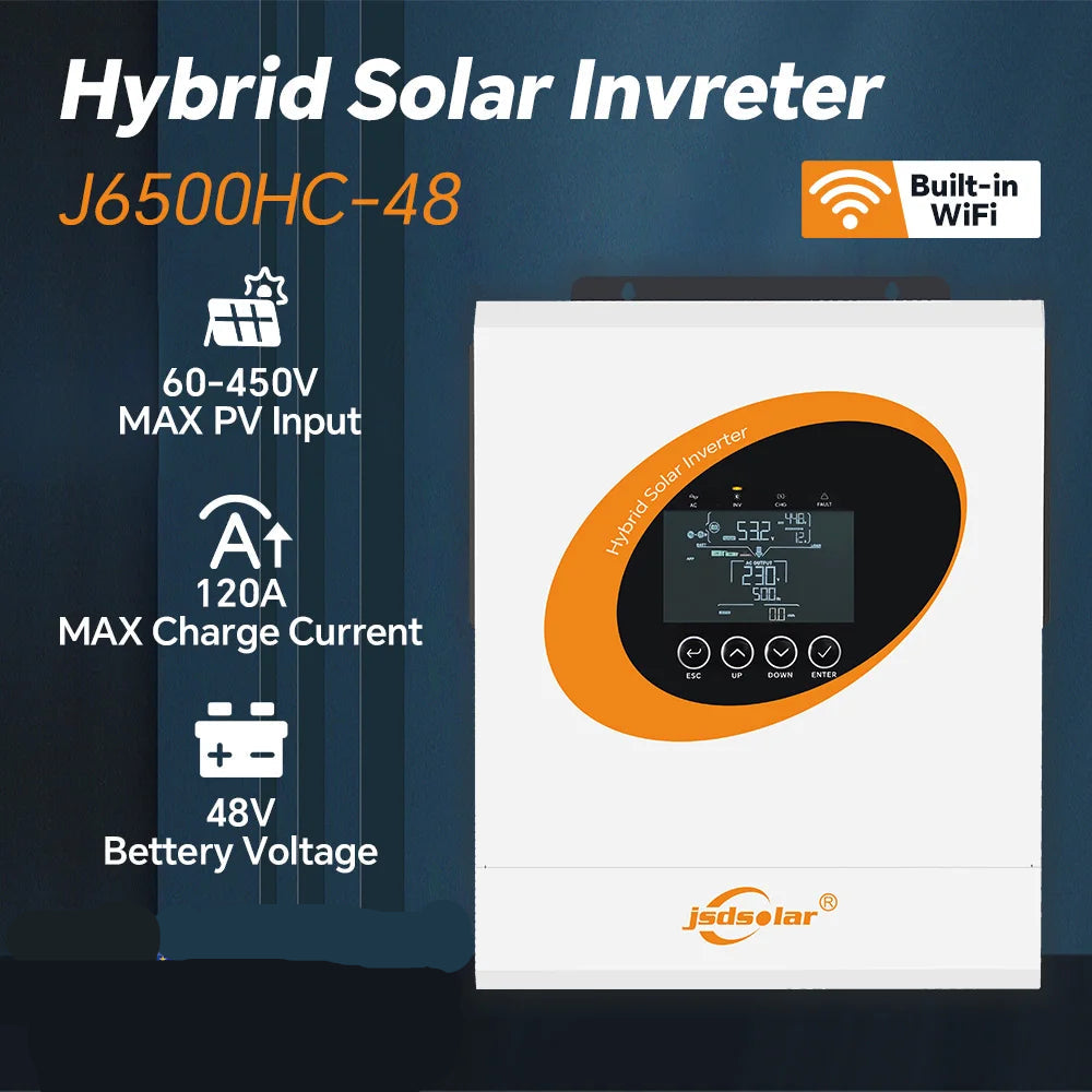 Hybride Zonne-energie Omvormer – Solar Omvormer – Inverter – Off-grid Omvormer – On-grid Omvormer – 6,5 kW 48V – Pure Sinusgolf & Dubbele AC-uitgang - QUORE