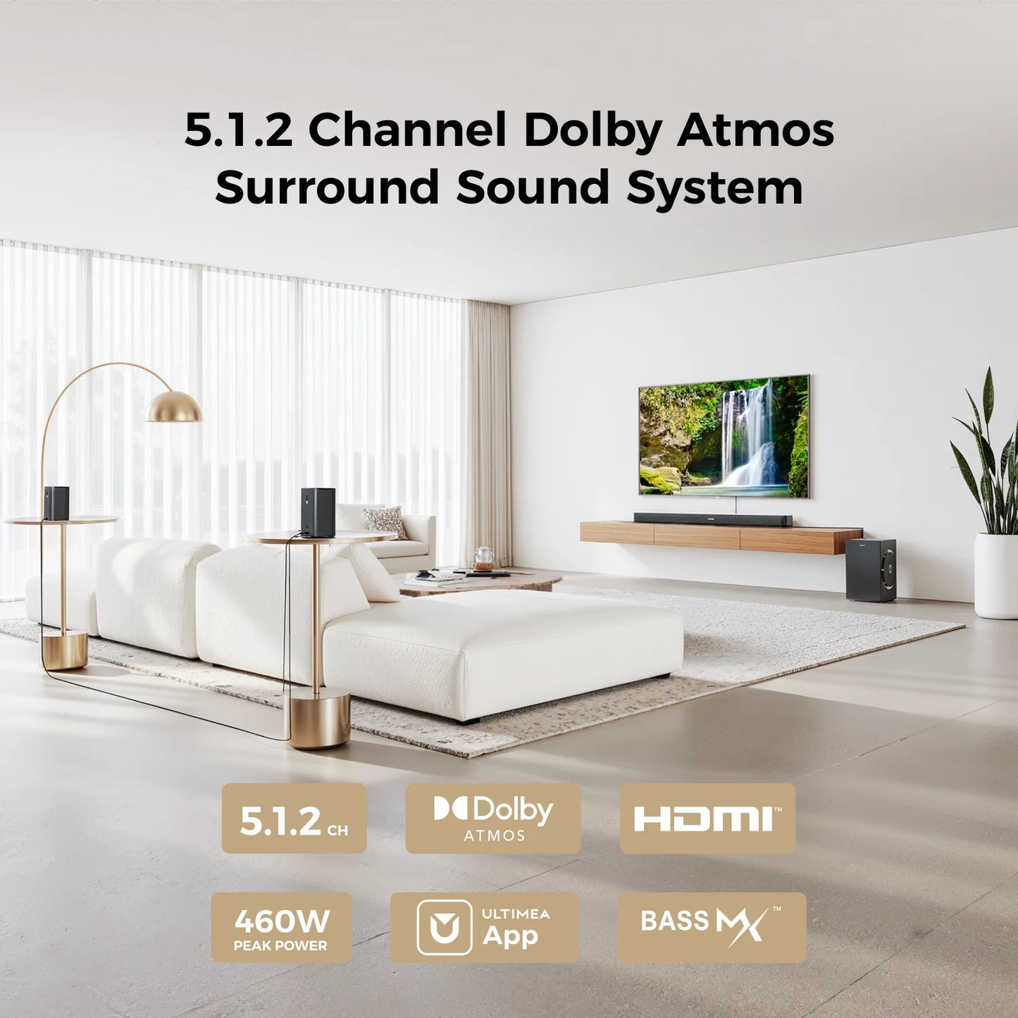 Soundbar – Home Cinema Set – Surround Sound Systeem – TV Speaker – 5.1.2 Kanaals – Dolby Atmos – Draadloze Subwoofer – App Bedienbaar - QUORE