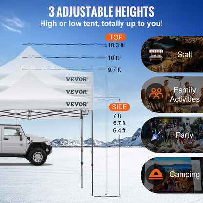 VEVOR 10x10 Pop Up Canopy Tent Outdoor Ten with Removable Sidewalls and Wheeled Bag Instant Portable Shelter for Parties Camping