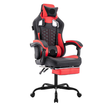 Gamingstoel – Bureaustoel – Gamerstoelen – Zitzak – Ergonomisch – Met Voetensteun – Verstelbare Rugleuning - Rood - #1