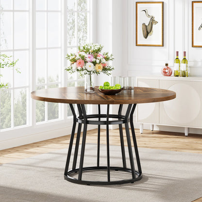 Ronde Eettafel – Ronde Tafel – Eetkamertafel – Family Table – 120 Cm Doorsnede – Stevig Metalen Onderstel - QUORE