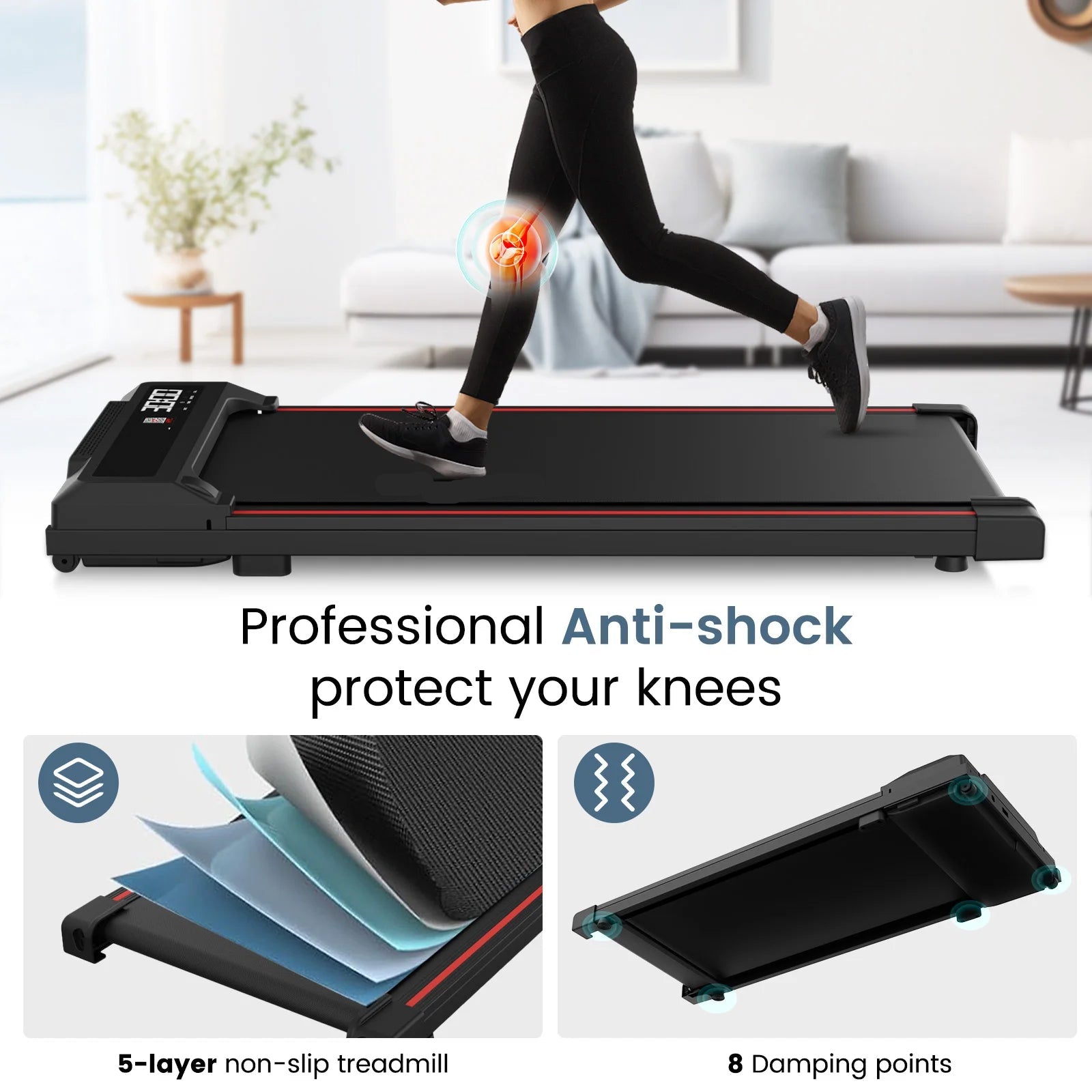 Loopband – Wandelband – Walking Pad – Treadmill – Hometrainer – Compact Loopvlak 37,5x90 cm – Bluetooth Met Afstandsbediening - QUORE