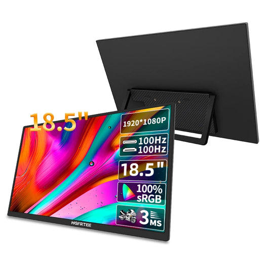 HGFRTEE 18.5inch 100Hz Portable Monitor With VESA Hole Stand PC Gaming Extended Display ADS-IPS Large screen Support Type-C HDMI - QUORE