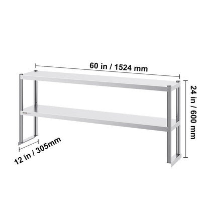 VEVOR Stainless Steel kitchen worktable Overshelf w/ Height Adjustable Overshelf Prep Work Table for Kitchen Restaurant Workshop