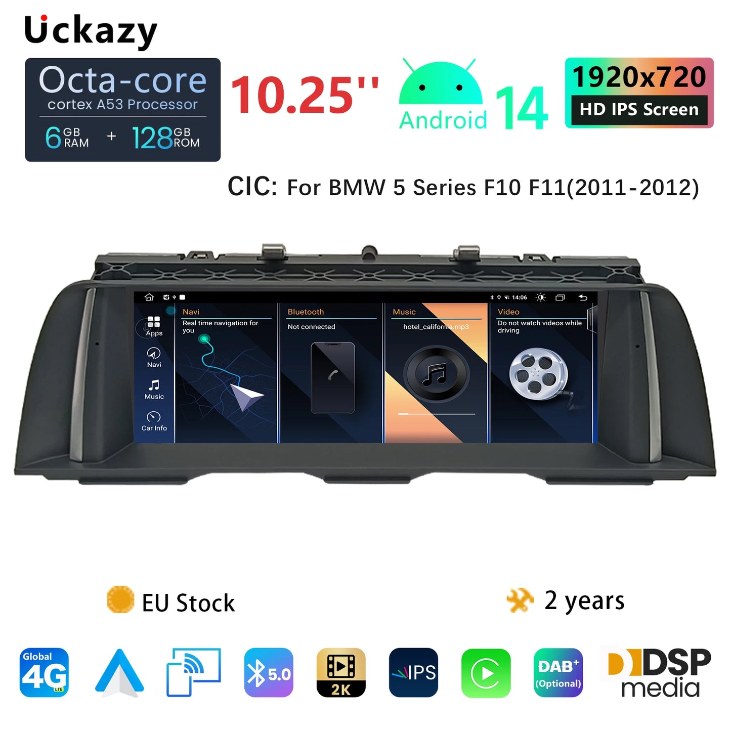 2-DIN Android Autoradio – Multimedia Systeem – Auto Radio – Navigatiesysteem – Car Audio – 10,25 Inch Touchscreen – Android 14 Octa-Core Processor – 32GB Opslag
