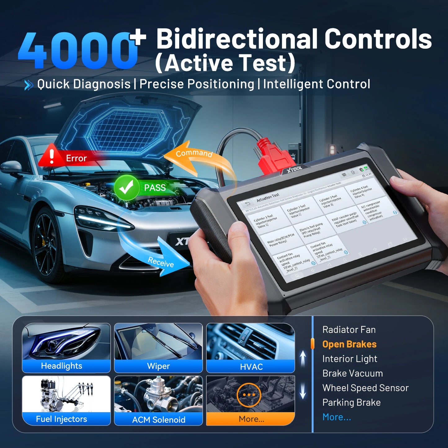 OBD2 Scanner – Autodiagnose Apparaat – Foutcode Uitlezer – Diagnosetool Garage – Diagnose Scanner – 7 Inch Touchscreen – Geavanceerde ECU Codering - QUORE