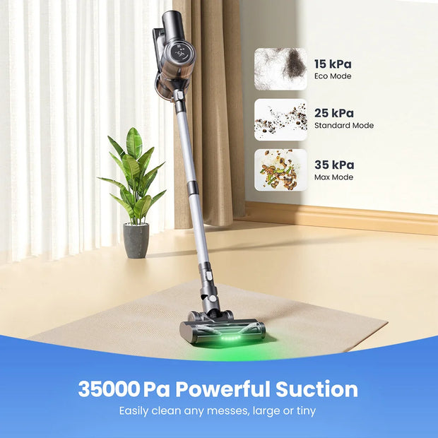 Cordless Stick Vacuum Cleaner - Stick Vacuum Cleaner - Vacuum Cleaner - Cordless Stick Vacuum Cleaner - Powerful Suction - 35Kpa - Stick Vacuum Cleaner - with green light - LED display - Anti-tangle brush - Gray