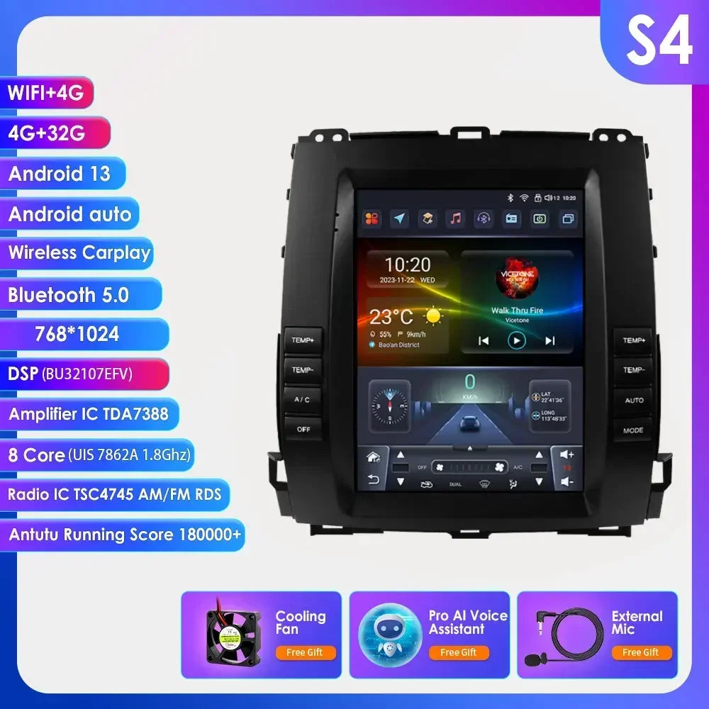 Autoradio 9,7" Android – 2Din Multimedia Speler – GPS Navigatie – CarPlay Android Auto – 4G Verbinding – QLED Touchscreen – 8-Core Processor - QUORE