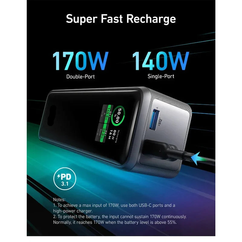 Powerbank – Mobiele Accu – Oplader – Draagbare Batterij – USB Powerbank – 250W Snel Opladen – Compact Frisdrankblikje Formaat
