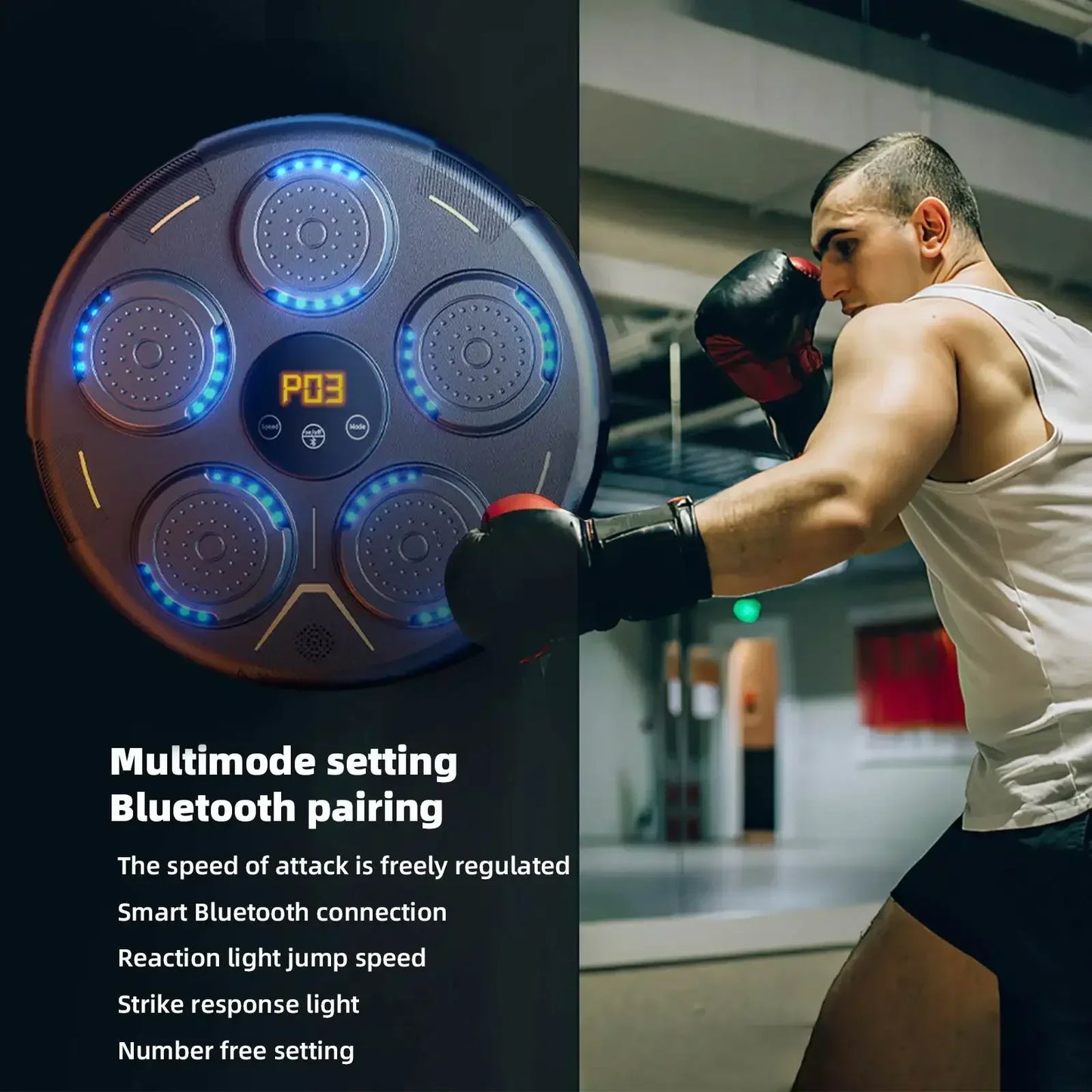 Muzikale Boksmachine – Reactietrainer – Bokstrainer – Agility Trainer – Fitness Apparaat – Bluetooth Muziek – LED Lichtgevende Targets