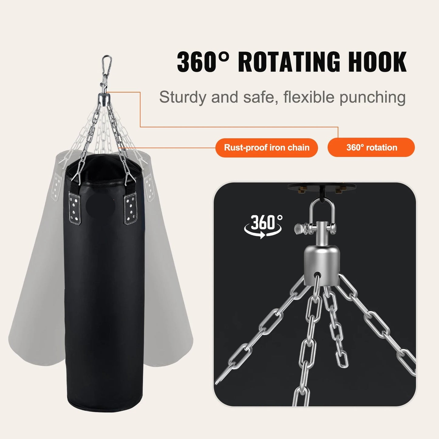 Bokszak - Hangende Bokszak voor Volwassen - Bokspaal - Opknoping - met Boksaccessoires - Duurzaam -  voor Training - MMA - Muay Thai - Fitness Beginners - Niet Ingevuld - 36 x 36 x 12 cm - Zwart