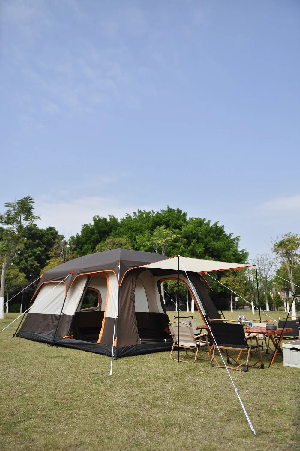 Familietent – Campingtent – Grote Tent – Kampeertent – Ruim – Waterdicht – Aluminium Frame - 430x305x200cm - Bruin