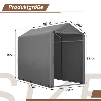 Garden Tool Room Bicycle garage 187x100x160 cm, Garden shed Garage tent tent, dark grey