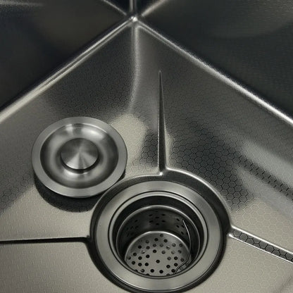 RVS Aanrechtspoelbak – Keukenspoelbak – Ingebouwde Spoelbak – Enkele Spoelbak – Topmount Spoelbak – Anti-Kras Honeycomb Nano-Technologie – Waterval Kraan 75x46 cm Links Drain