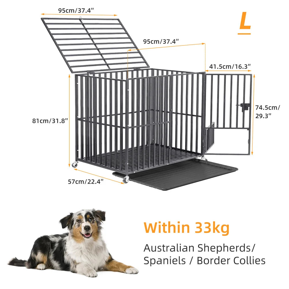 Hondenbench – Hondenkooi – Huisdier Bench – Veiligheidsbench – Sterk IJzeren Frame – Dubbele Veiligheidssluiting