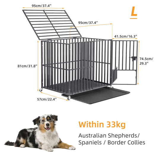 Hondenbench – Hondenkooi – Huisdier Bench – Veiligheidsbench – Sterk IJzeren Frame – Dubbele Veiligheidssluiting
