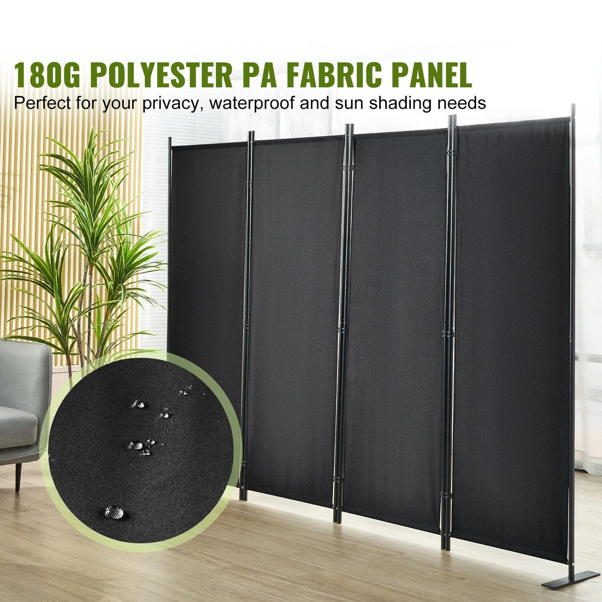 Room Divider - Partition Wall - Screen Partition - Room Divider Room Divider - 5.6ft - 4 Panel - Adjustable Size &amp; Height Freestanding - Foldable - for Office Home - Black