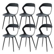 Dining Chairs - Chair - Dining Chair - Set of 6 - Coffee Chair - Modern - Backrest - Minimalist Design - Plastic Seat - Metal Legs - Black