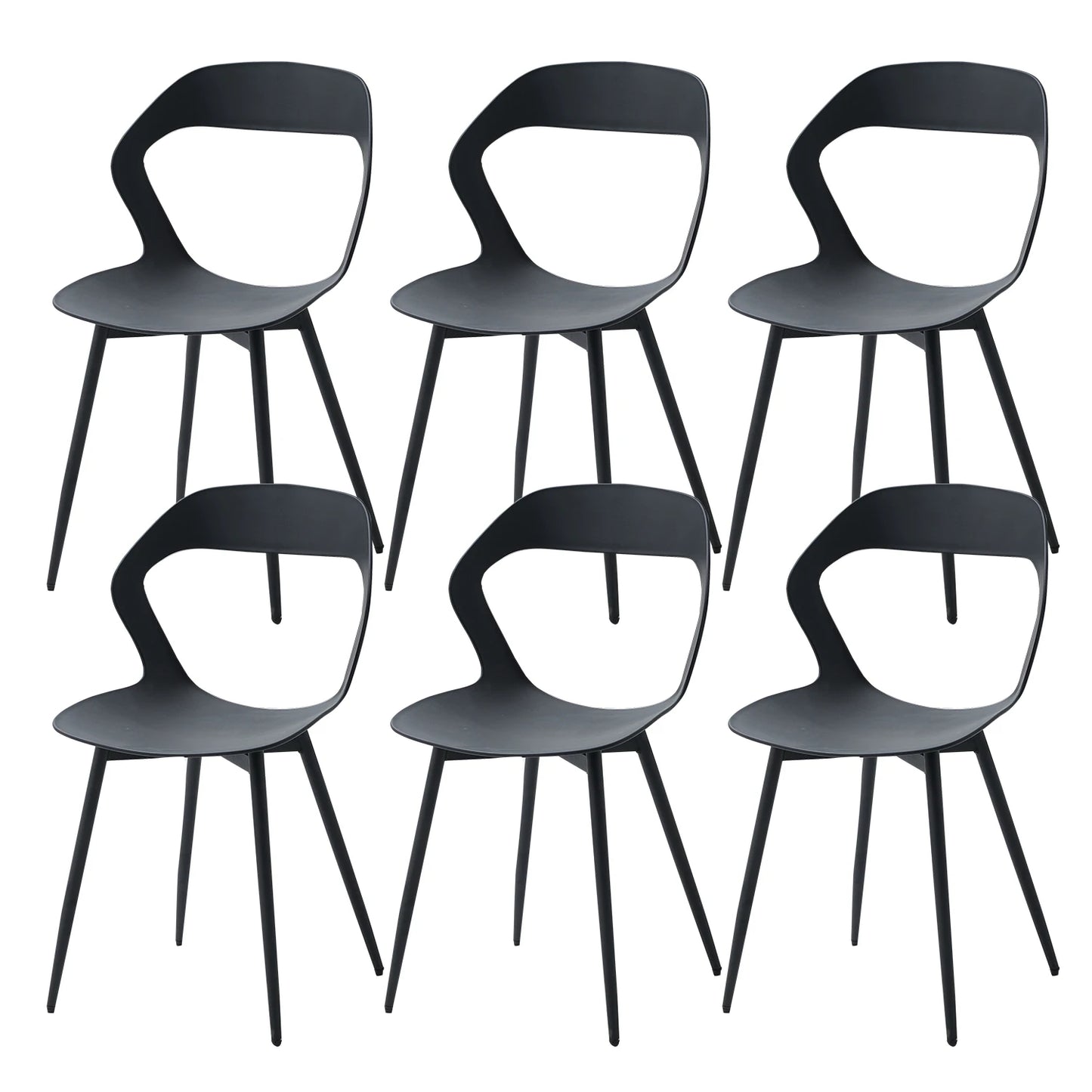 Eetkamerstoelen – Stoelen – Dining Stoelen – Zwarte Stoelen – Set Van 6 – Metalen Pootjes – Hoogwaardig Polypropyleen - QUORE