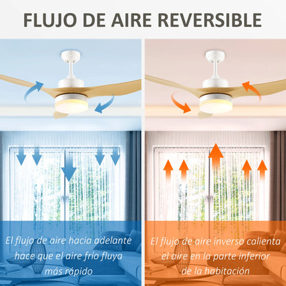 Plafondlampen - Plafonniere - Plafondventilator met Verlichting - Afstandsbediening - Plafond Lamp - Slaapkamer - LED - Timer - 6 standen - 43 dB - 20.5W - 230V / 50Hz - Ø132 x 40 cm - Beige