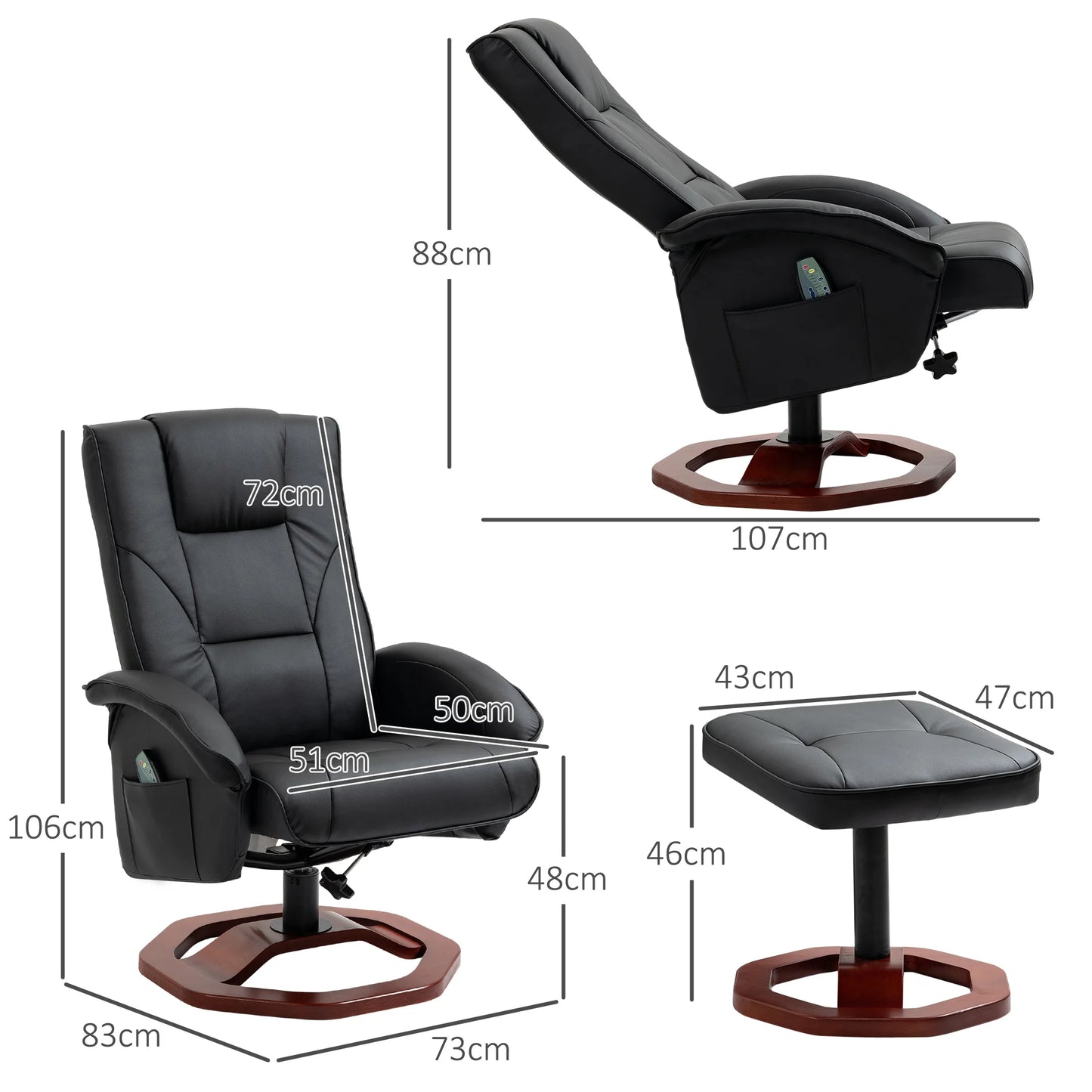 Massagefauteuil – Massagestoel – Relaxzetel – Fauteuil Met Voetensteun – 10 Massagepunten – Verstelbare Rugleuning 110°-135°