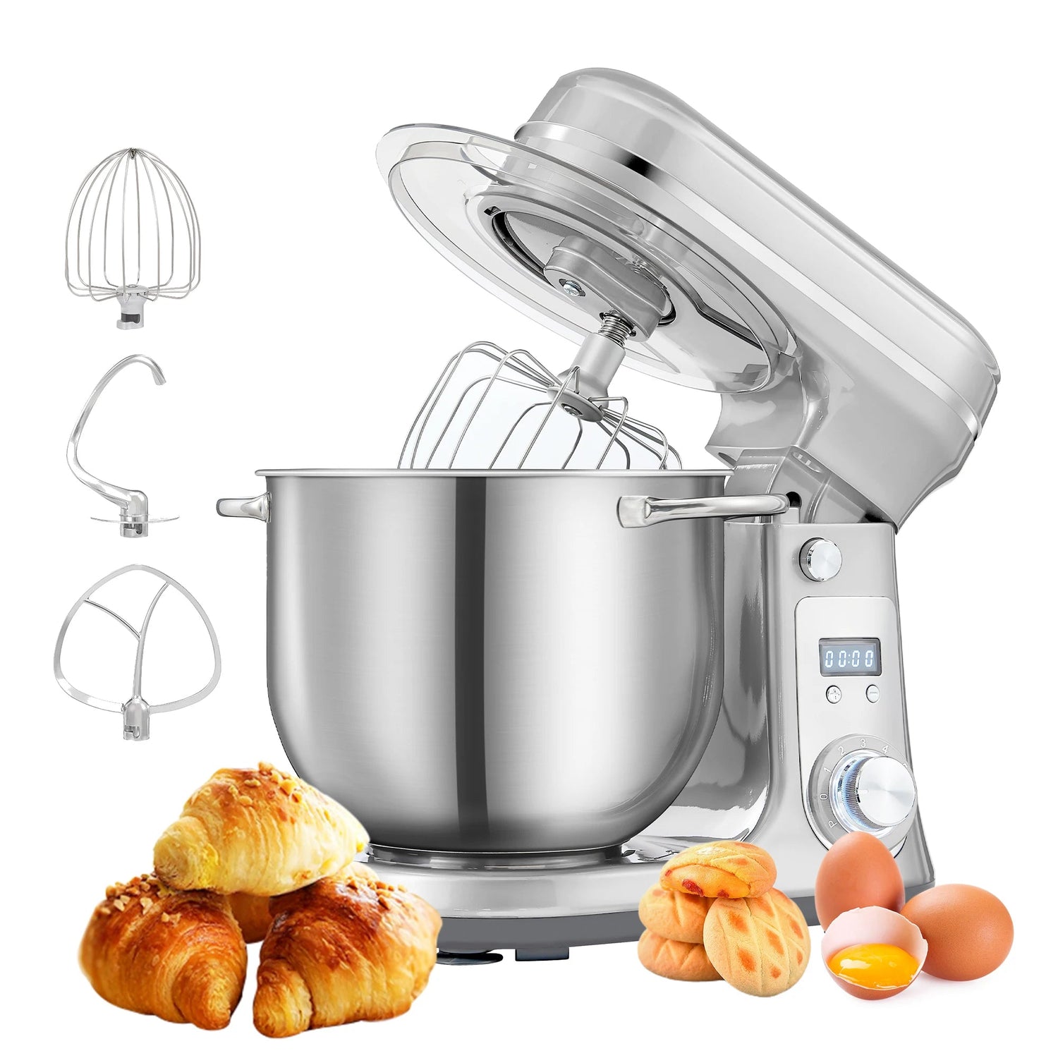 Keukenmachine - Keukenmixer - Foodprocessor - Keukenmachines & Mixers - Kitchenaid Keukenmachine - 6L Roestvrijstalen Kom – 1200W Krachtige Motor – 6 Snelheden – Zilver - QUORE